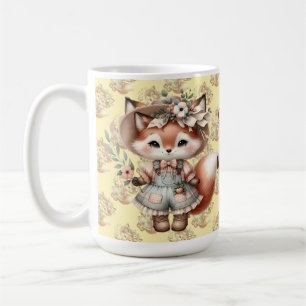 Mug Cute Woodland Fox Girl portant Cottagecore tenue