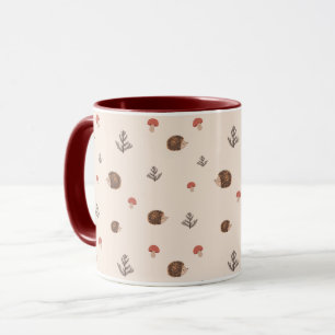 Mug Cute Woodland Hérisson et Motif de champignons