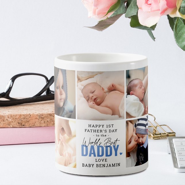 Mug Cute 'Worlds Best Daddy' 1ère Fête des pères Bleu (Créateur téléchargé)