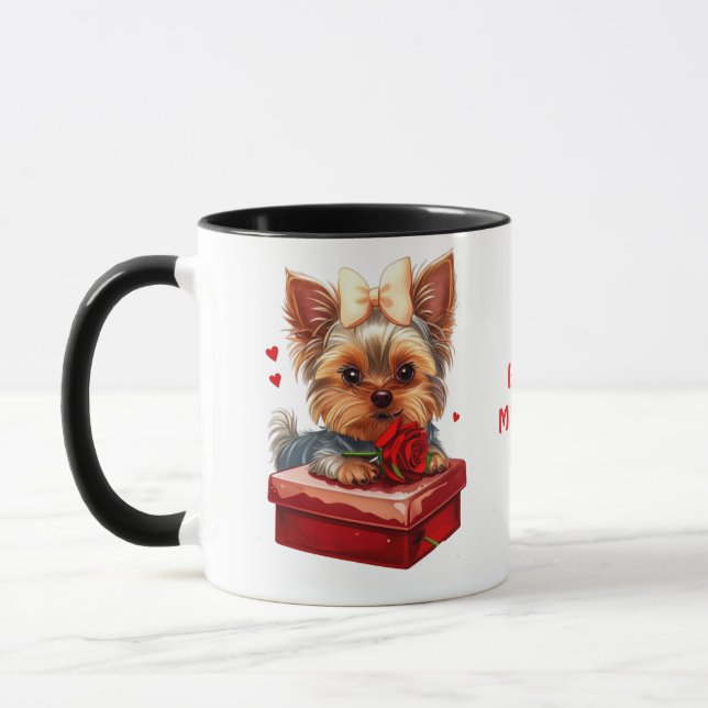 Mug Cute yorky cœurs fête des mères-Saint-Valentin (Gauche)