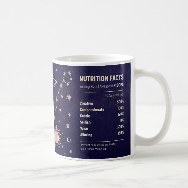 Mug Cute Zodiac Poissons Nutritif Faits Envelopper (Droite)