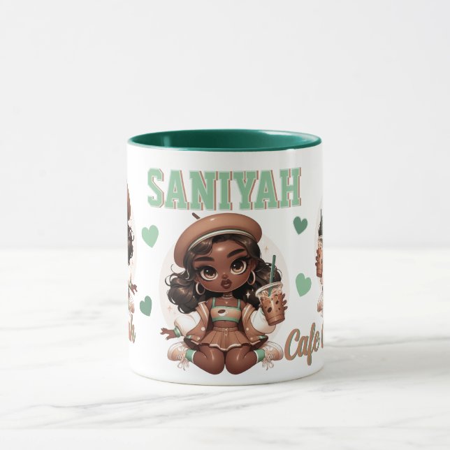 Mug Cutie café glace Brown et verte fille (Centre)