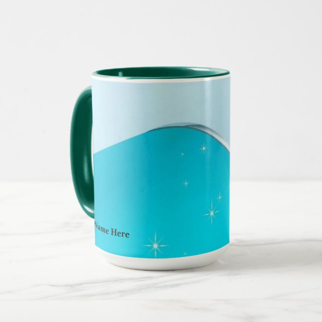 Mug Cyan Glacé Luxe Titanium Éclat Burst (Devant gauche)