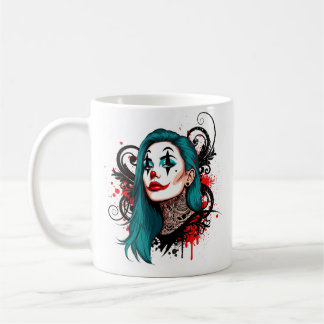 Mug Cyan Haired Clown Queen - Spooky Chic Design