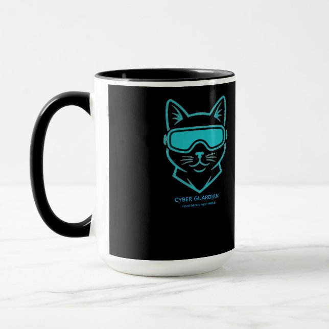 Mug Cyber Guardian Neon Cat - Passionné de cybersécuri (Gauche)
