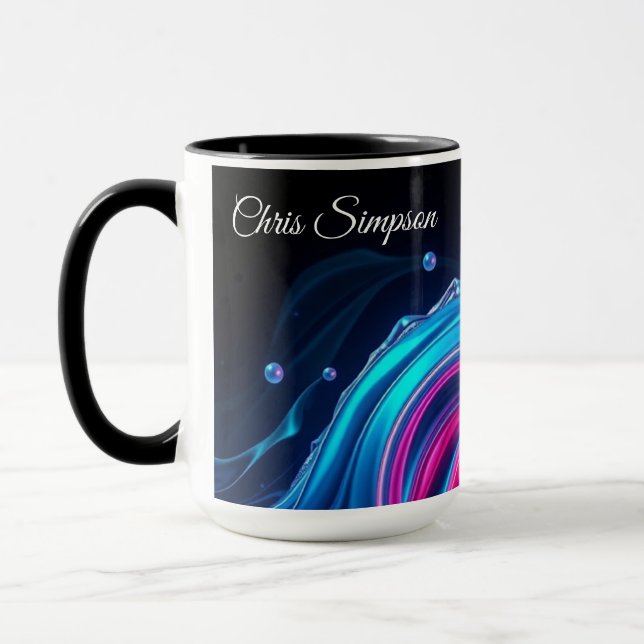 Mug Cyber-Natural Wave Mural Full Wrap Personalized (Gauche)