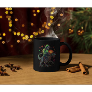 Mug Cyber Neon Skeleton équitation Robo Dino - Hallowe