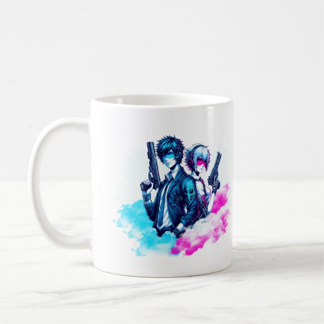 Mug Cyberpunk Rebels - Neon Duo avec des bombes (Gauche)