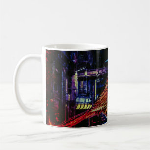 Mug Cyberpunk Sparrow dans Neon Cityscape
