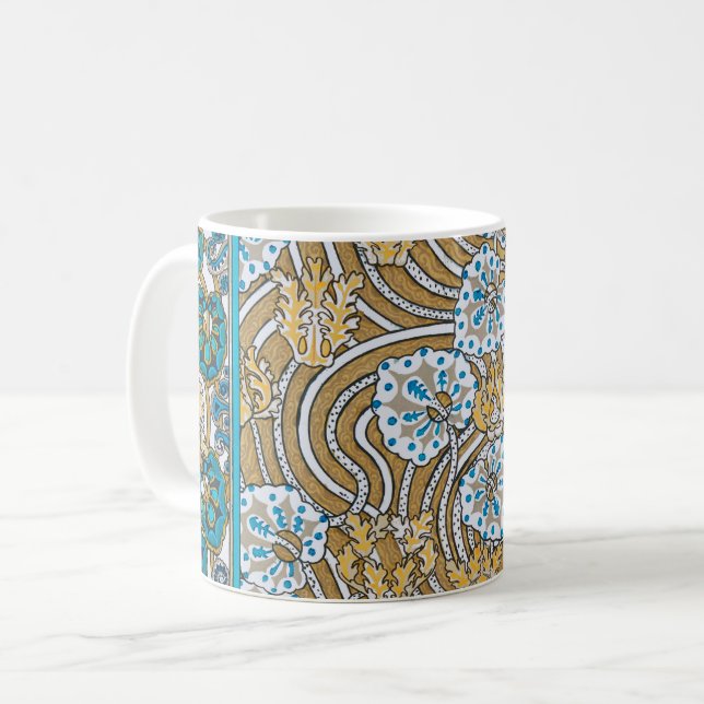 Mug cyclamen bleu art nouveau fleur botanique (Devant gauche)