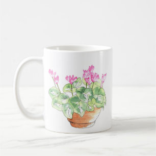 Mug Cyclamen mis en pot d'aquarelle