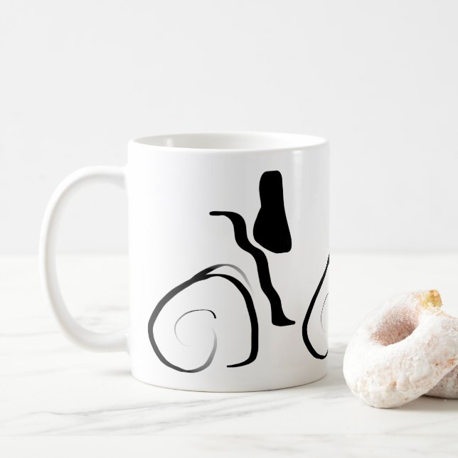 Mug Cycle de rotation : noir et blanc Abstrait (Avec donut)