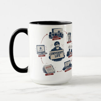 Mug Cycle de vie universitaire drôle "La vie d'étudian