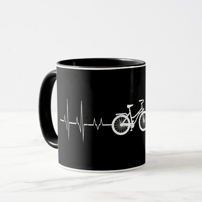Mug Cyclisme Heartbeat - Vélo Love Vélo (Devant gauche)