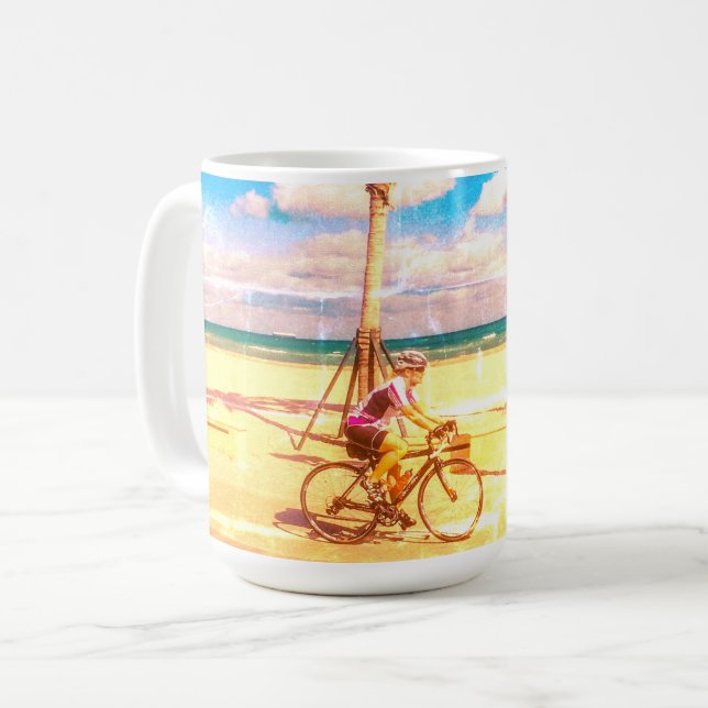Mug Cyclisme le long de la plage (Devant gauche)