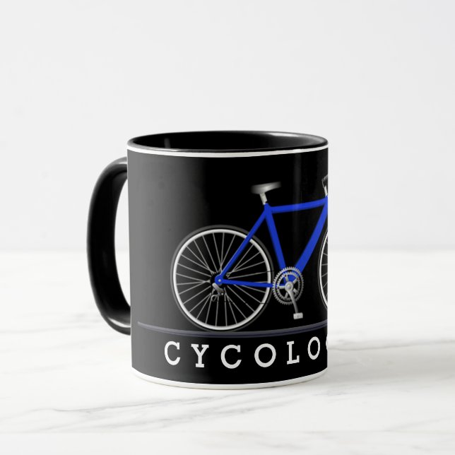 Mug Cyclisme with blue bicycle (Devant gauche)