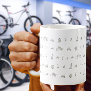 Mug Cycliste sur Funny Bicycles Line Dessin humour d'a