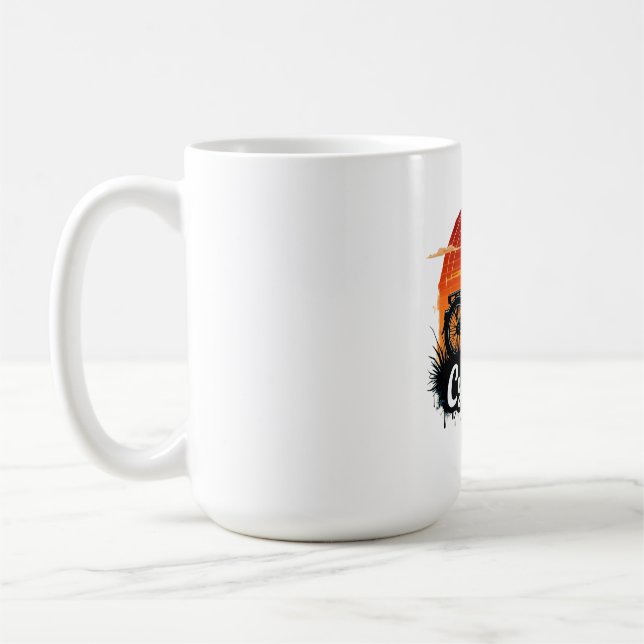 Mug Cycologiste Aventure à vélo : Tir graphique au cou (Gauche)