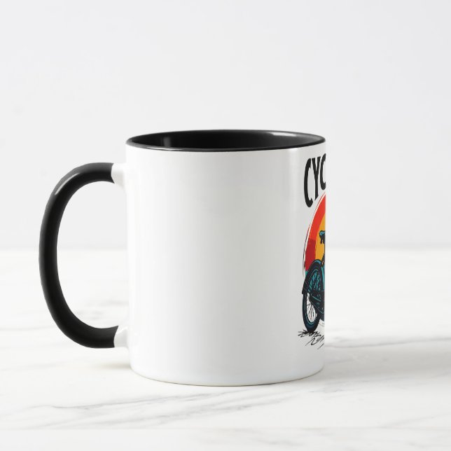 Mug Cycopath : Vélo énergétique avec le soleil couchan (Gauche)