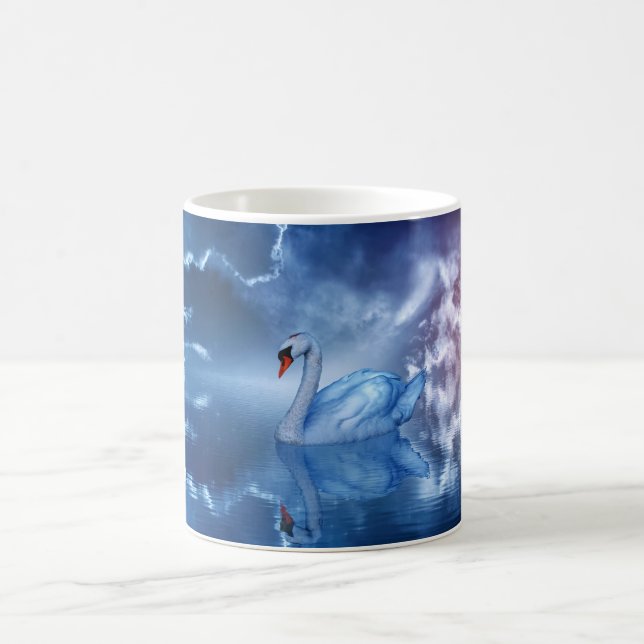 Mug Cygne blanc nager dans un Imaginaire Lac paradisia (Centre)