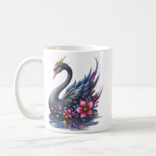 Mug Cygne Lune Couronnée – Gardien du Lac Silencieux.