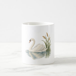 Mug Cygne parmi les roseaux de l'étang