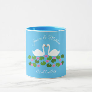 Mug Cygnes blancs et nénuphars Mariage Personnalisé