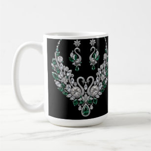 Mug Cygnes de cristal d'émeraude   Bijoux de luxe