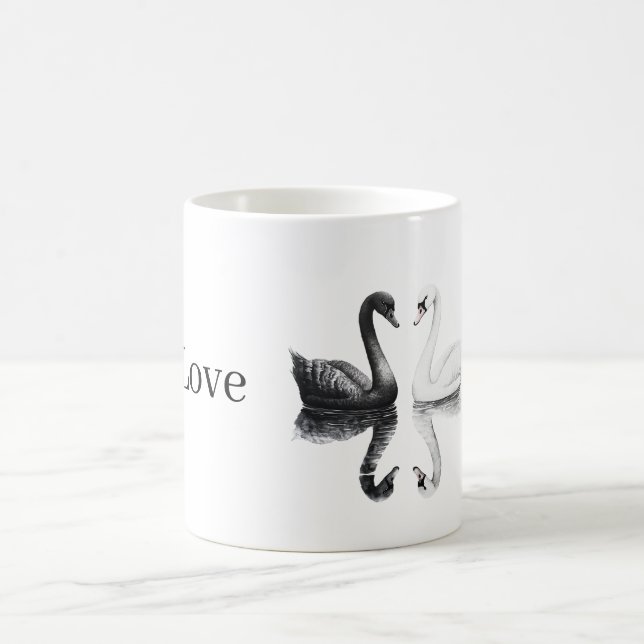 Mug Cygnes Noirs Blancs Oiseaux Reflet (Centre)