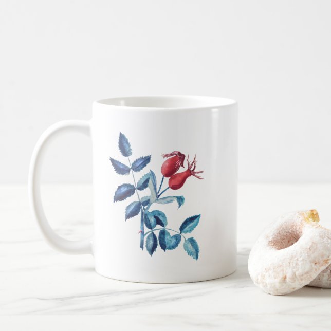 Mug Cynorrhodons à l'aquarelle (Avec donut)