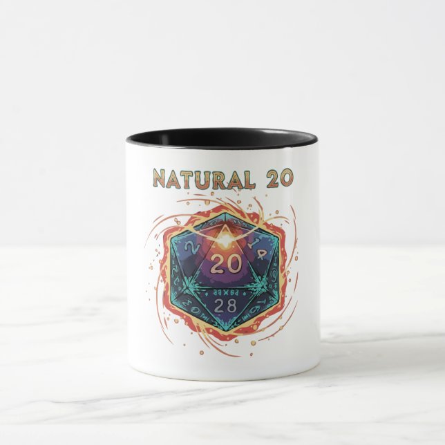 Mug D20 Naturel Flamboyant | D20 Épique D&D Critique (Centre)