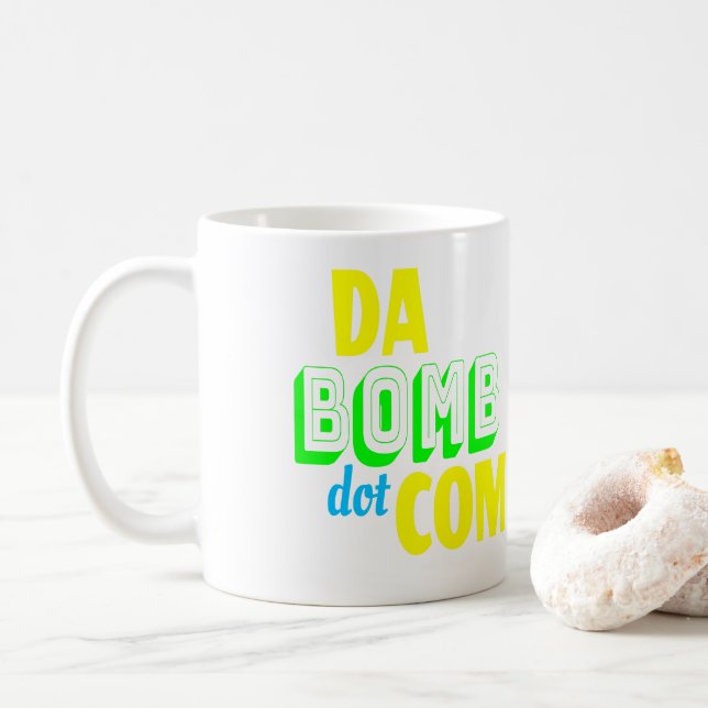 Mug Da Bomb dot com Novelty Funny Retro 90s (Avec donut)
