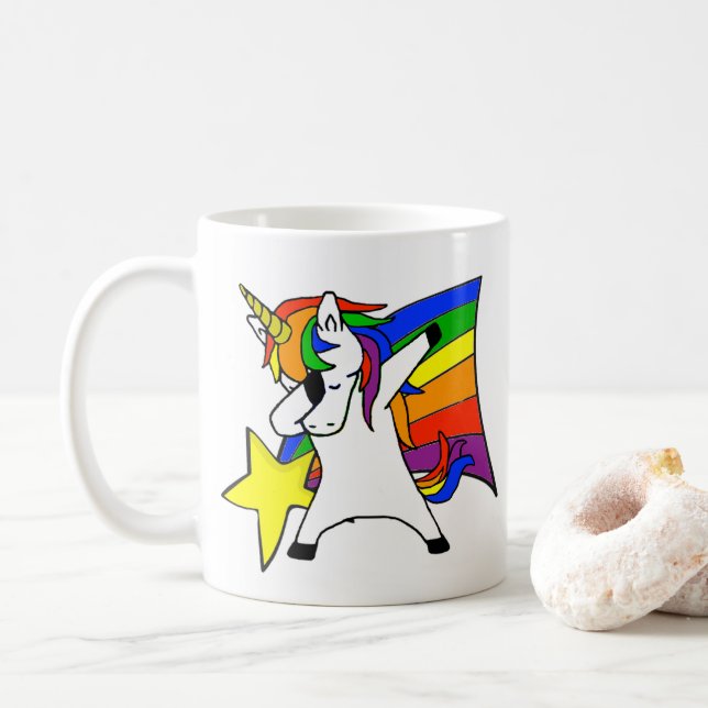 Mug Dabbing Rainbow Star Unicorn (Avec donut)