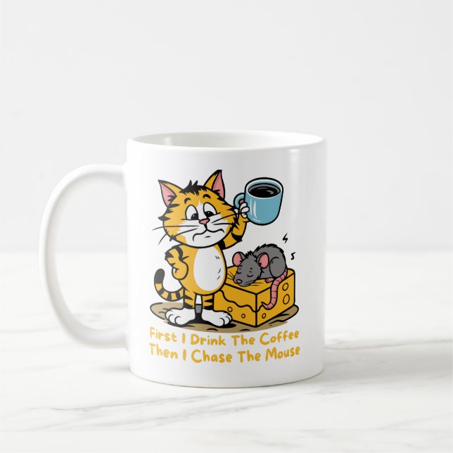 Mug D'Abord Je Bois Le Café Funny Cat Mouse Café (Gauche)