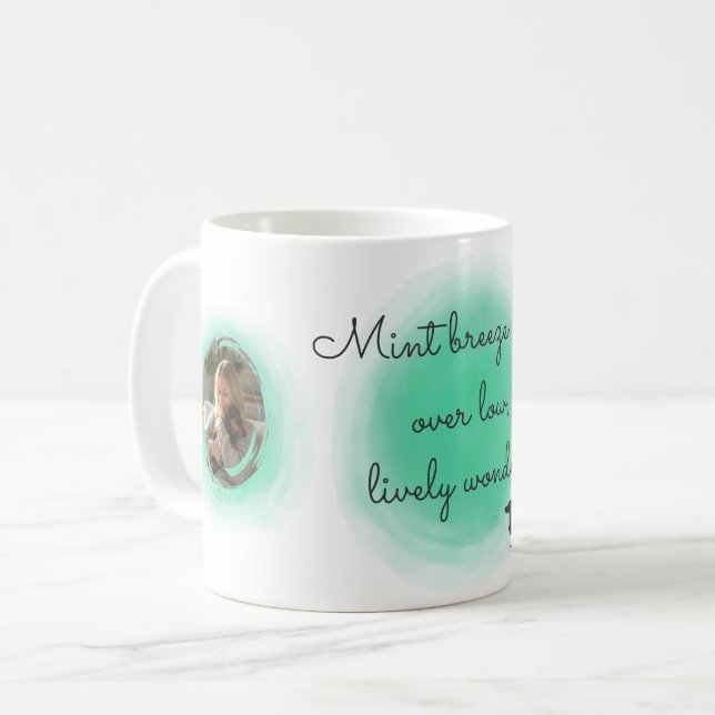 Mug Dachshund à l'aquarelle vert menthe - Nom personna (Devant gauche)