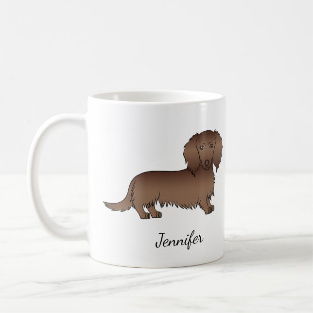 Mug Dachshund à longs poils au chocolat Chien de dessi (Gauche)