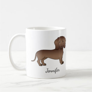 Mug Dachshund à poil court au chocolat Dessin animé de