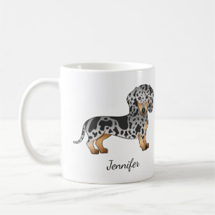 Mug Dachshund à poil court bringé noir et tan & Nom