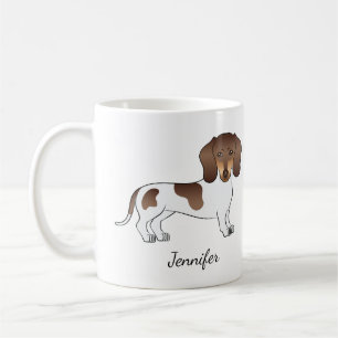 Mug Dachshund à poil court chocolat et tan pied & Nom