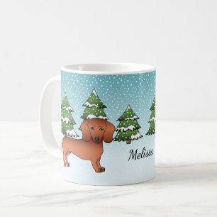 Mug Dachshund à poil lisse rouge Chien mignon - Forêt