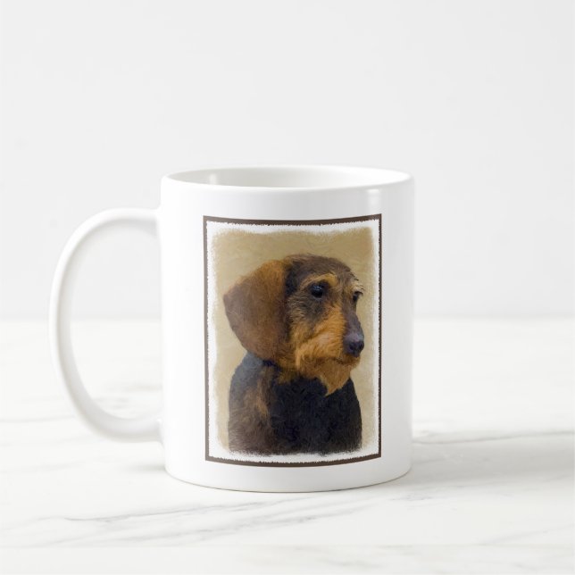 Mug Dachshund (À poils durs) Peinture Chien Art origin (Gauche)
