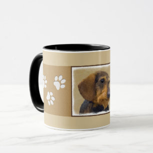 Mug Dachshund (À poils durs) Peinture Dog Art original