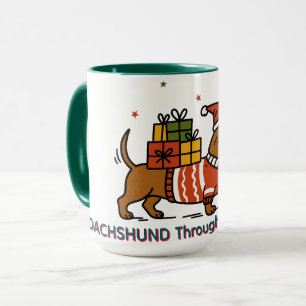 Mug Dachshund à travers la neige 