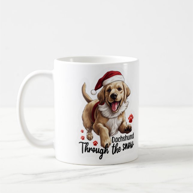 Mug dachshund à travers la neige (Gauche)