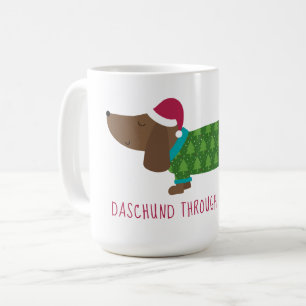Mug Dachshund à travers la neige dessin animé