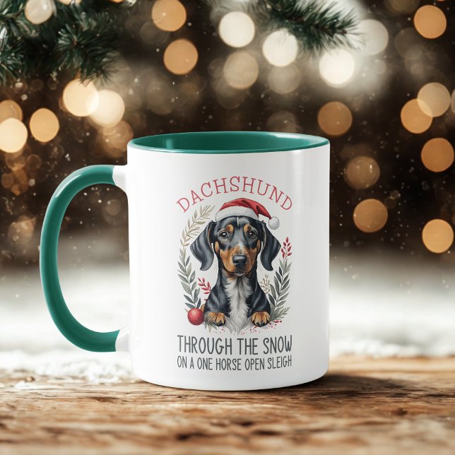 Mug Dachshund À Travers Le Café De Noël Doxie De Neige (Créateur téléchargé)