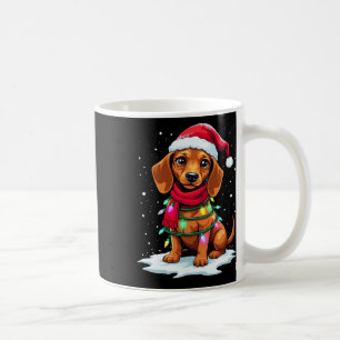 Mug Dachshund Arbre de Noël mignonne Santa Hat Lights