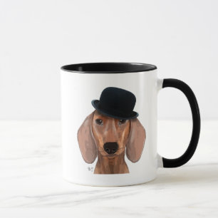 Mug Dachshund avec Casquette Black Bowler