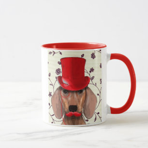 Mug Dachshund Avec Chapeau Rouge Haut