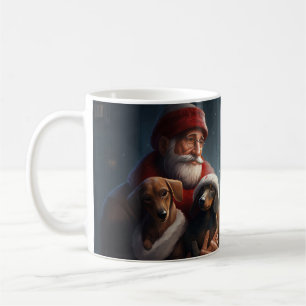 Mug Dachshund avec le Père Noël Noël Festif